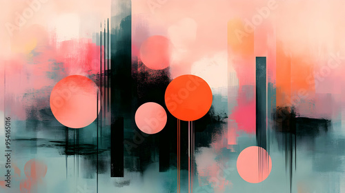 Abstract painting with pink...