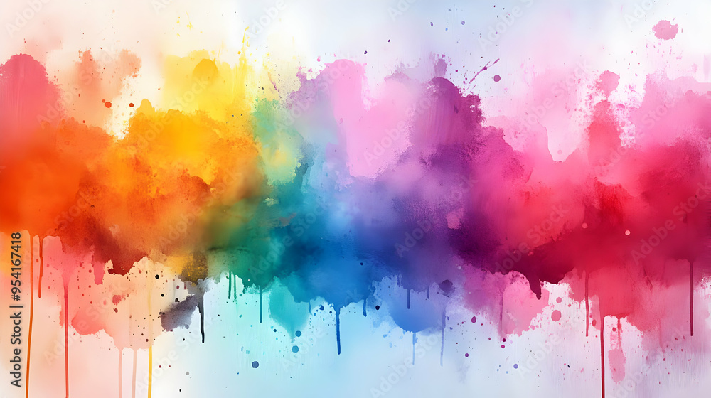 Fototapeta premium Abstract watercolor background with colorful dripping paint.