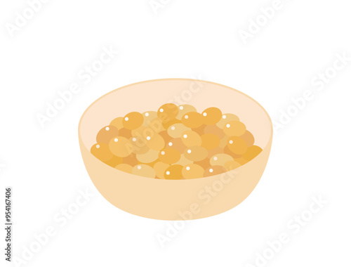 器にはいっている煮た大豆や水煮の大豆をイメージしたイラスト