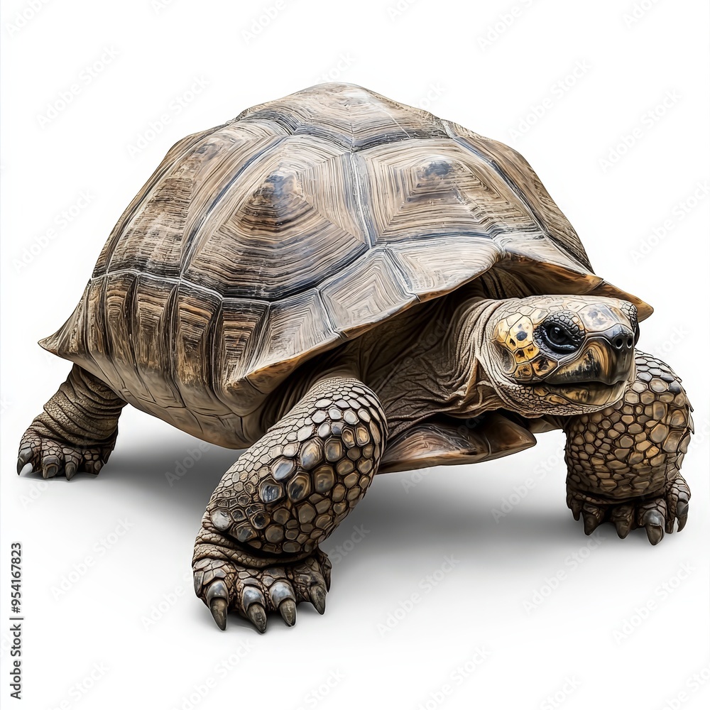 Obraz premium A large tortoise is standing on a white background