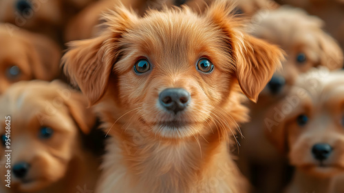 Adorable golden puppy looki...