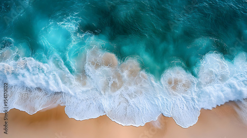 Aerial view of ocean waves ...