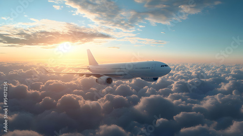 Airplane flying above the c...