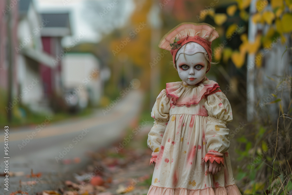 Cursed Girl Costume with Sinister Makeup and Creepy Look for Halloween Trick or Treating Cursed Girl Costume with Sinister Makeup and Creepy Look for Halloween Trick or Treating