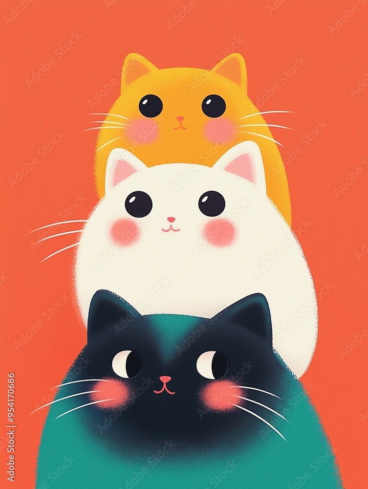 Fototapeta premium Cute and Beautiful Cats Digital Art