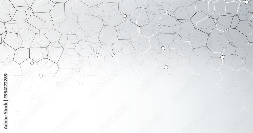 Obraz premium Abstract geometric pattern with interconnected hexagonal shapes on a light background.