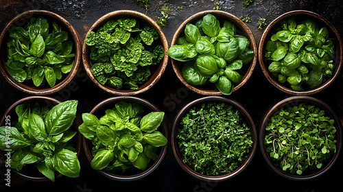 Assortment of fresh green h...