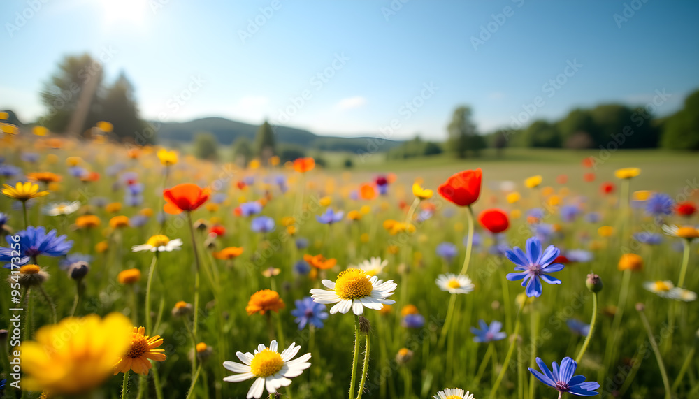 Fototapeta premium Vibrant Wildflower Meadow in Full Bloom