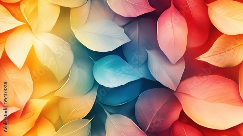 Colorful abstract leaf background featuring vibrant hues and soft textures, ideal for design use and creative projects.
