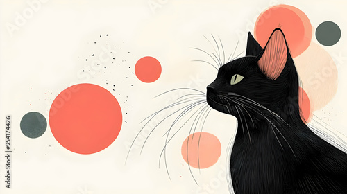 Black cat with pink circles...