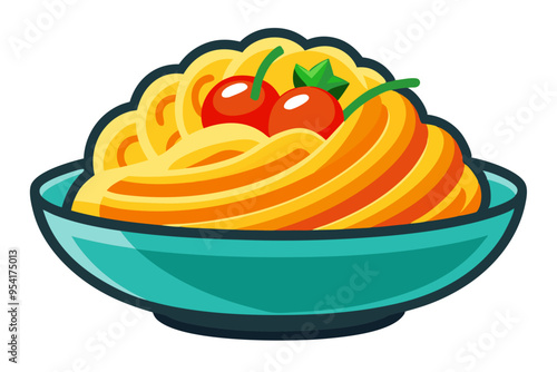 Classic Italian Pasta Vector Art- Clean and Simple Illustration on a Plate photo