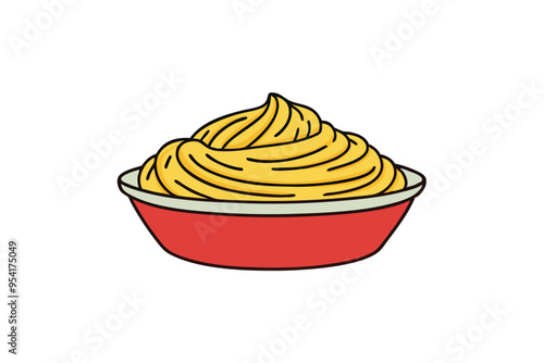 Classic Italian Pasta Vector Art- Clean and Simple Illustration on a Plate photo