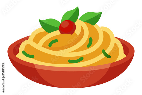 Classic Italian Pasta Vector Art- Clean and Simple Illustration on a Plate photo