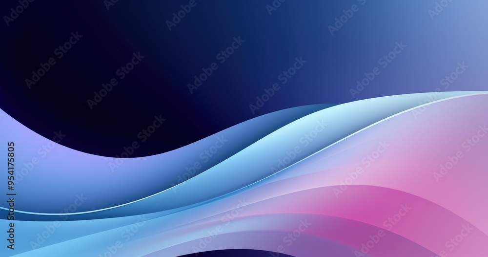 Obraz premium A smooth gradient background featuring flowing curves in blue and pink tones.