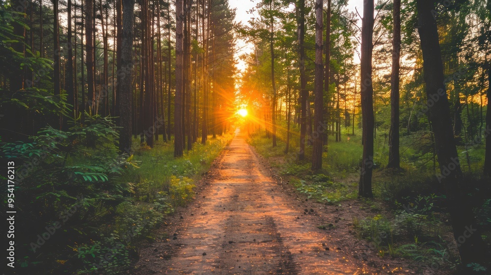 Obraz premium Sunlight Through Forest Trees