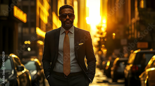Businessman walking down ci...