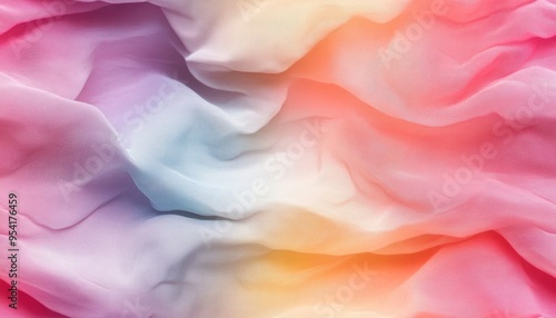 Soft pastel-colored fabric with a flowing texture, blending shades of pink, purple, blue, and yellow for a dreamy aesthetic.