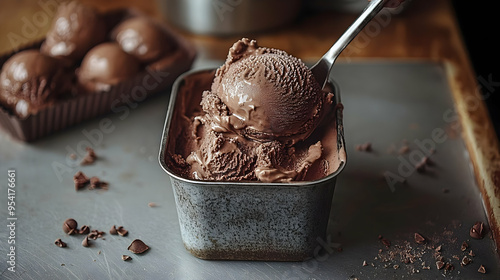 Chocolate ice cream scoop i...