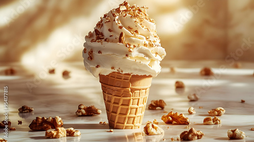 Close up of a waffle cone f...