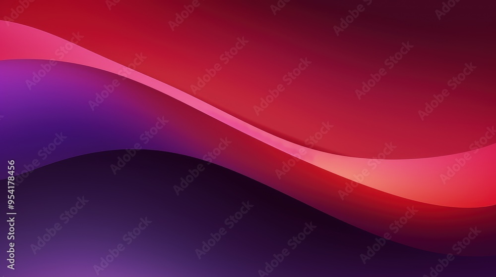 Fototapeta premium A smooth, abstract gradient design with flowing waves in shades of red, purple, and dark tones.
