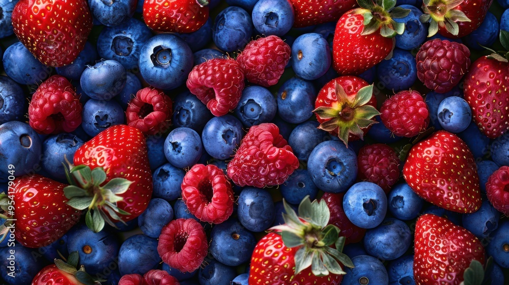 Seamless Repetitive background of blueberry and strawberry Seamless Repetitive background of blueberry and strawberry