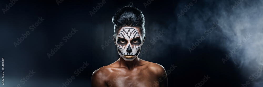 fear woman face scary halloween carnival night fear woman face scary halloween carnival night