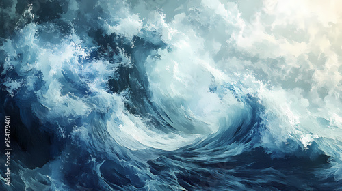 Stormy sea wave with foamy waves. generative ai. Storm. Illustration