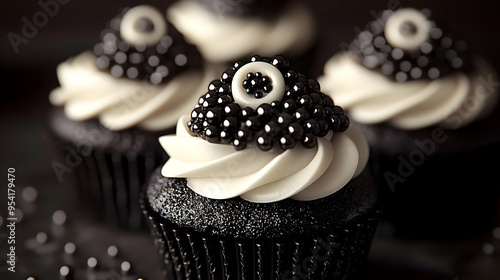 Close-up of a black cupcake...