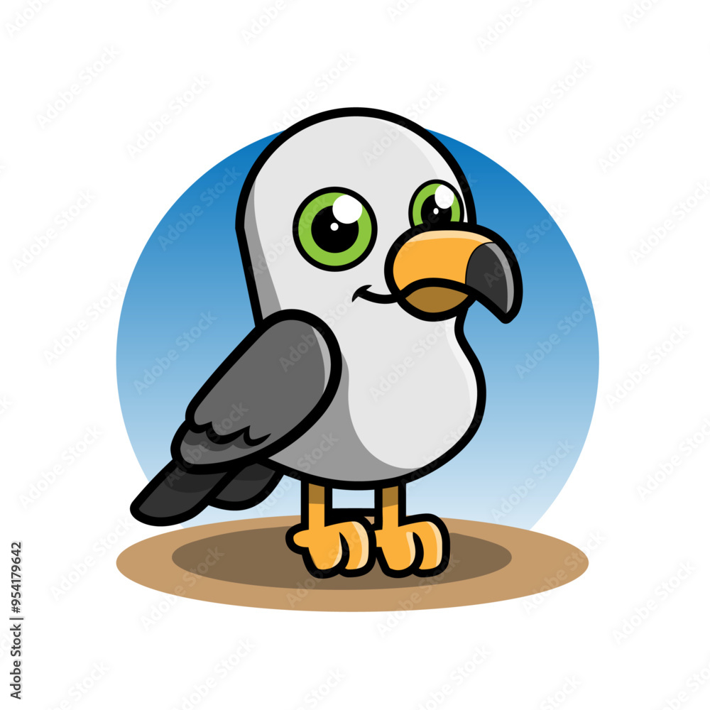 Obraz premium Cartoon of Seagull standing staring while smiling