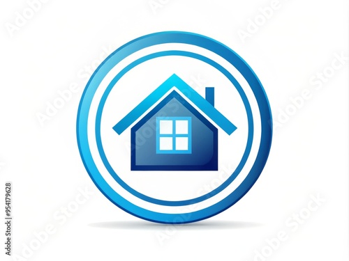 Wallpaper Mural Modern minimalist icon of a stylized house surrounded by circle, conveying trust, security, and professionalism, Torontodigital.ca