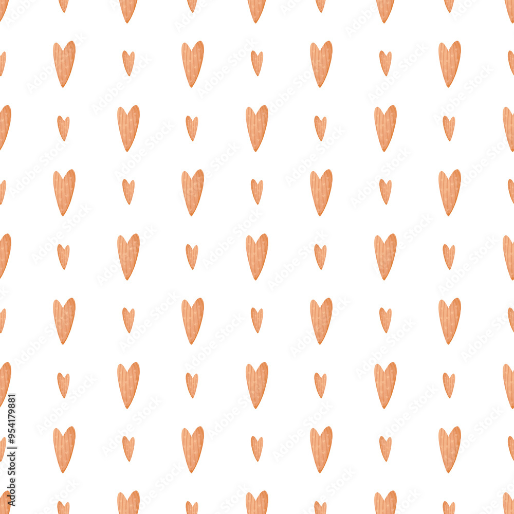 Seamless pattern of hearts in a simple style on a white background. A simple hand-drawn pastel colored heart that echoes the textile background. Texture . Seamless pattern of hearts in a simple style on a white background. A simple hand-drawn pastel colored heart that echoes the textile background. Texture .