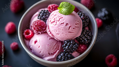 Close-up of a bowl of pink ...