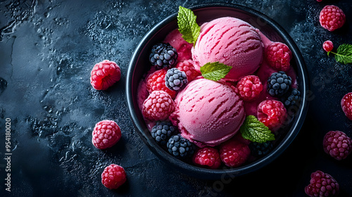 Close-up of a bowl of pink ...