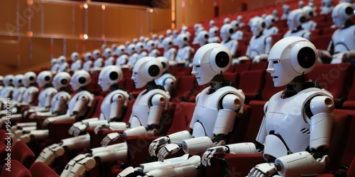 Wallpaper Mural robots sit in the auditorium and listen to symphonic music Torontodigital.ca