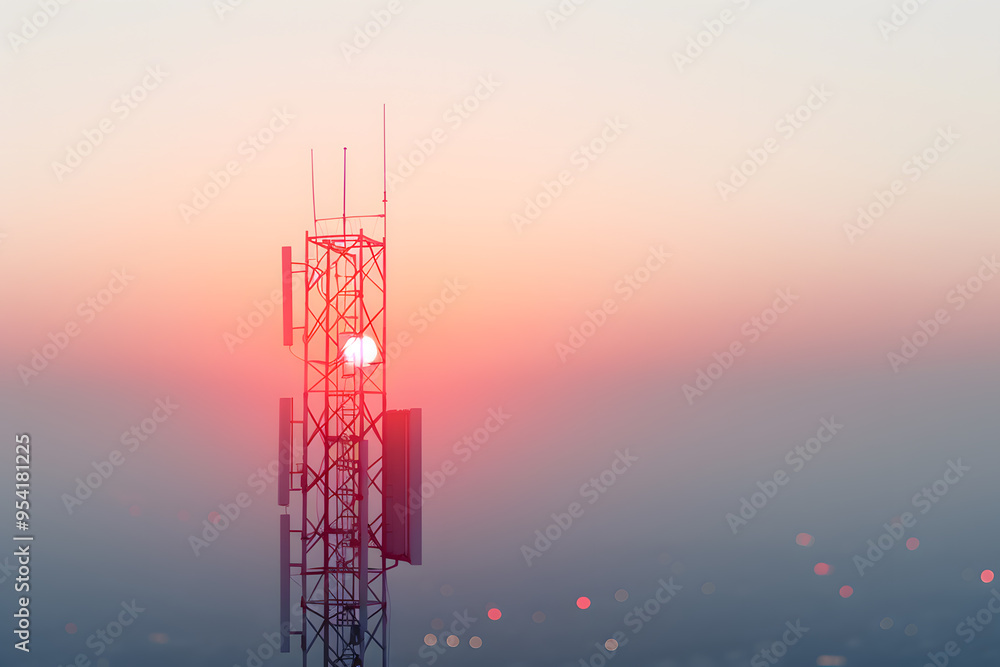 Fototapeta premium Cellular Communications Tower | Modern Telecommunication Infrastructure and Network Signal Technology