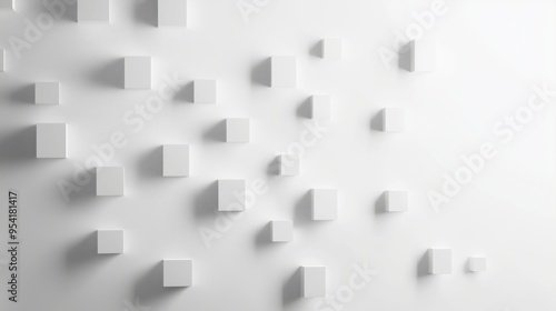 A white background with many white squares. The squares are arranged in a way that they look like they are made of blocks. The image has a minimalist and modern feel to it