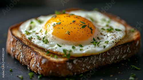 Closeup of a fried egg on t...