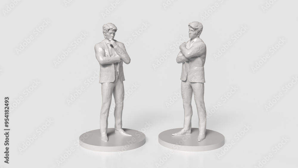 The two white Business man figure on white background 3d rendering. The two white Business man figure on white background 3d rendering.