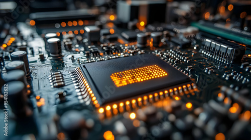 Close-up of a glowing CPU c...