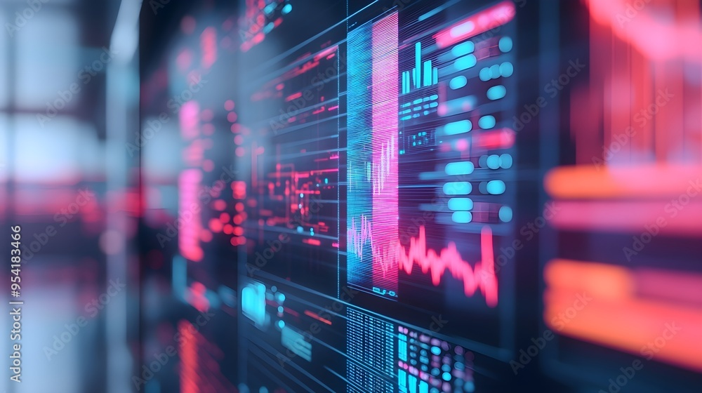 Abstract Digital Data Screen with Pink & Blue Lines Abstract Digital Data Screen with Pink & Blue Lines