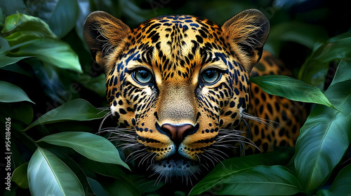 Close-up of a leopard's fac...