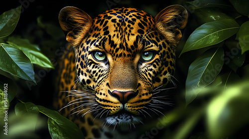 Close-up of a leopard's fac...