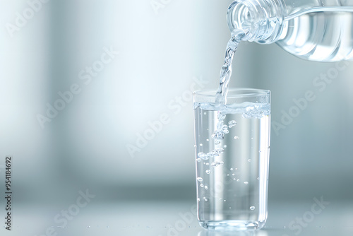 Close-Up of Clean Water Pouring from Glass | Refreshing Beverage and Crystal Clear Liquid