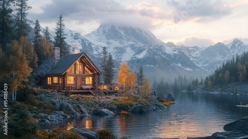 Rustic cabin design in the forest ideal for tranquil retreat photos