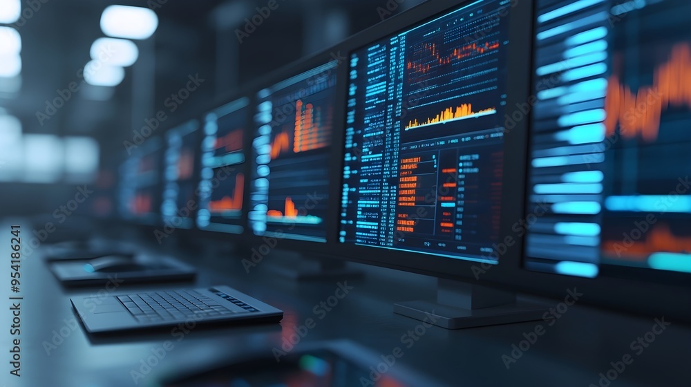 Data Analysis and Business Intelligence - Monitors with Graphs and Charts Data Analysis and Business Intelligence - Monitors with Graphs and Charts