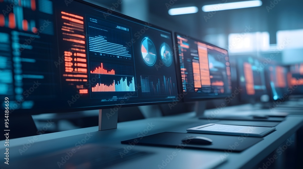 Data Analytics Monitors in Modern Office - Business Technology Data Analytics Monitors in Modern Office - Business Technology
