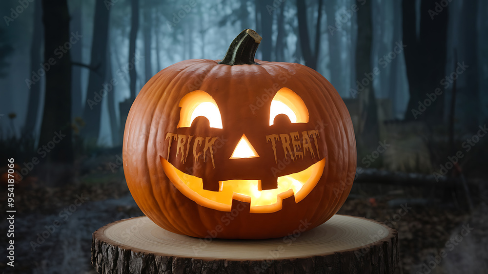 A glowing orange jack-o-lantern in a spooky forest evokes Halloween fun and mystery.
A glowing orange jack-o-lantern in a spooky forest evokes Halloween fun and mystery.