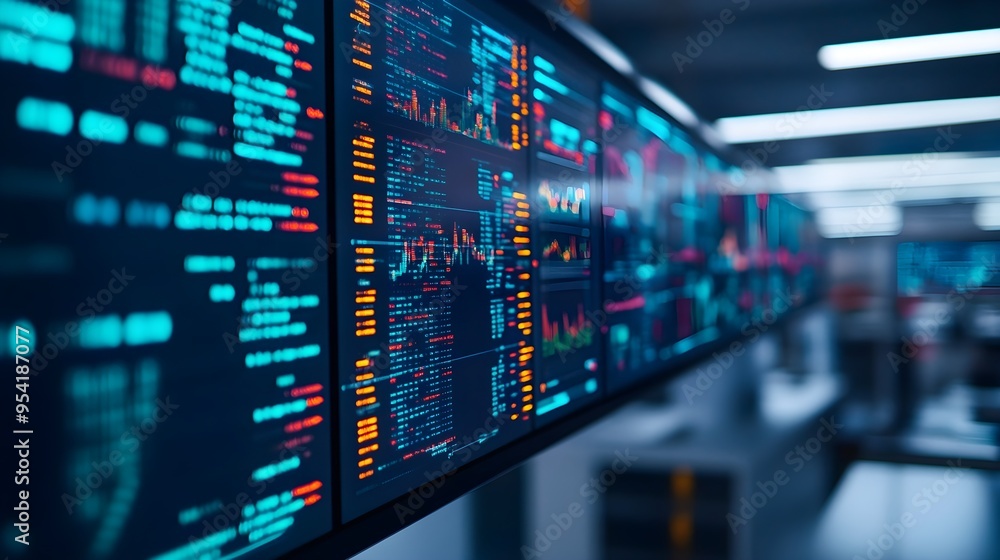 Digital Data Display Screen Stock Photo