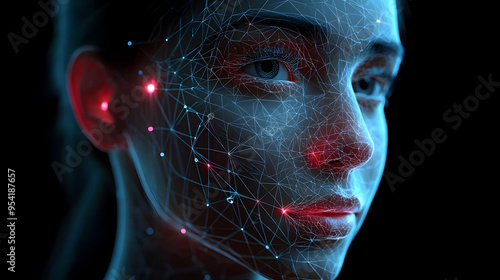 Closeup of a woman's face w...