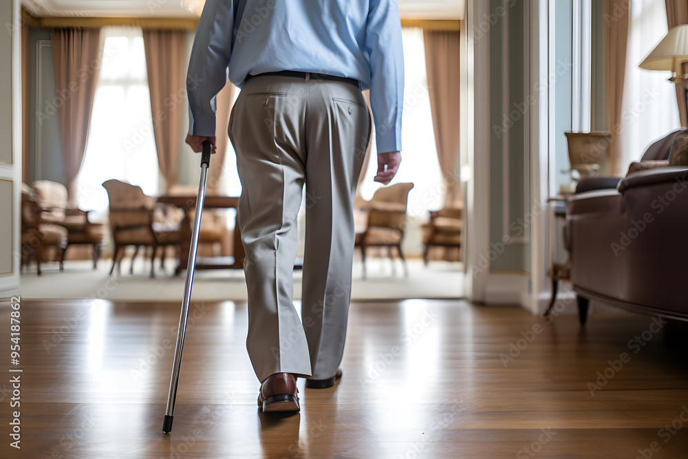 Fototapeta premium Close-Up Photo of Senior Walking on Clean Floor | Safe and Easy Mobility in Well-Maintained Space